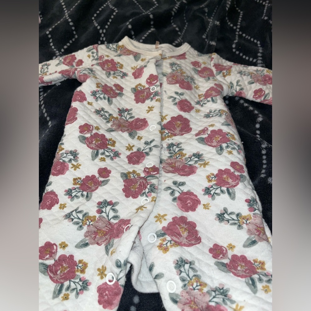Floral Kids Footie in Pink and Green